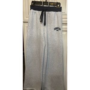 Edikted Youth Contrast Waist Embroidered Wide Leg Sweatpants Gray Black Size XS
